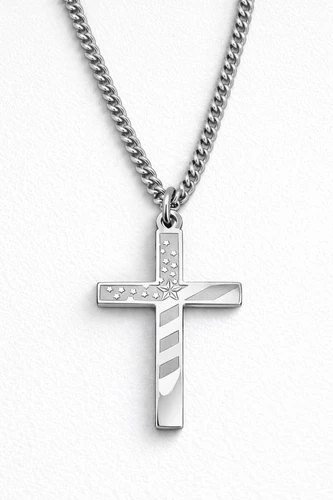 Men's Flag Cross Necklace Proverbs 30:5 by Shields of Strength