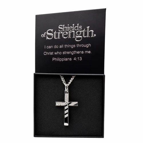 Men's Flag Cross Necklace Proverbs 30:5 by Shields of Strength