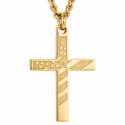 Men's Flag Cross Necklace Proverbs 30:5 by Shields of Strength