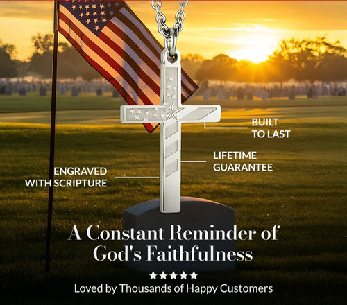 Men's Flag Cross Necklace Proverbs 30:5 by Shields of Strength