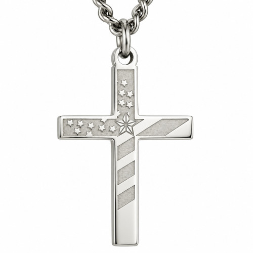 Men's Flag Cross Necklace Proverbs 30:5 by Shields of Strength