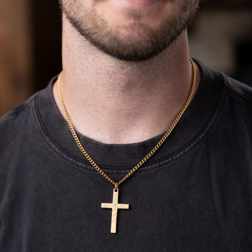 Men's Flag Cross Necklace Proverbs 30:5 by Shields of Strength