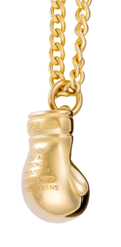 Boxing Glove Pendant Necklace Inscribed withPhil 4:13