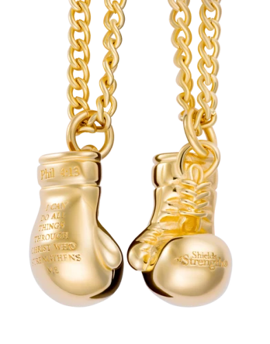 Boxing Glove Pendant Necklace Inscribed withPhil 4:13
