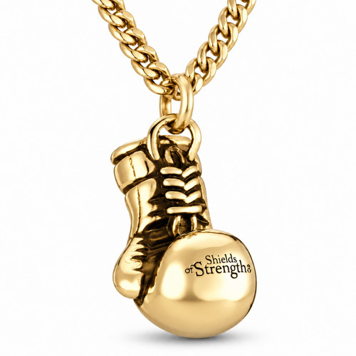 Men's Boxing Glove Pendant Necklace Inscribed withPhil 4:13