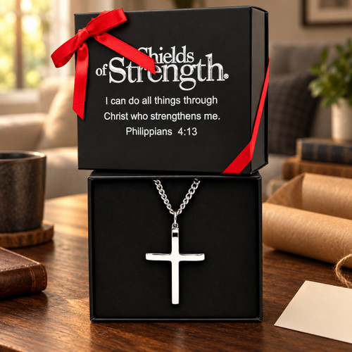 Men's 'It Is Finished' Cross Necklace Inscribed with John 19:30