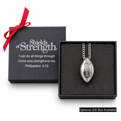 Men's 3-D Football Pendant Necklace-Philippians 4:13