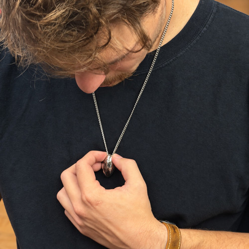 Men's 3-D Football Pendant Necklace-Philippians 4:13
