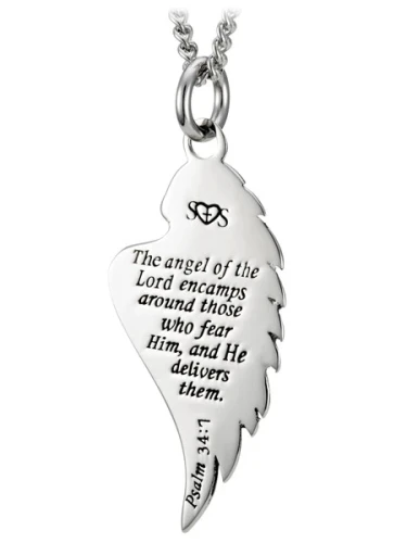 Women's Angel Wing Necklace-Psalm 34:7