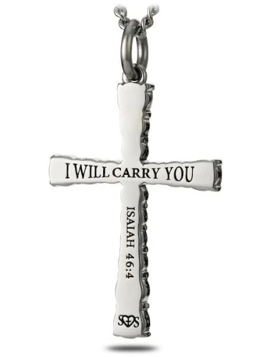 Women's Stainless Steel Cross Necklace with Crystals