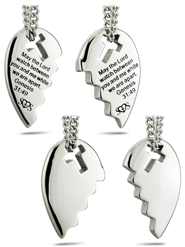 Friends Stainless Split Heart With Cut Out Necklace