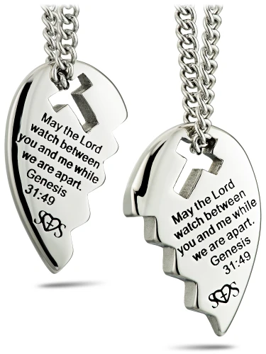 Friends Stainless Split Heart With Cut Out Necklace