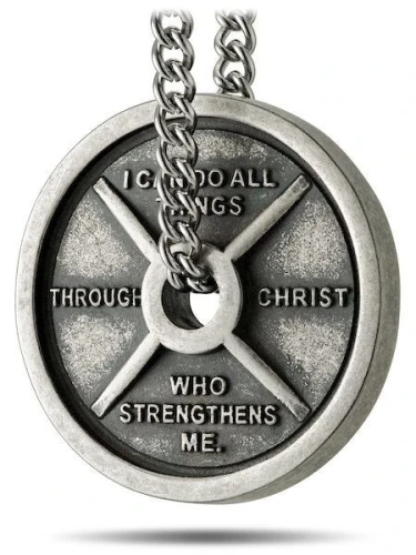 Men's Stainless Weight Plate with Antique Finish-Phil 4:13