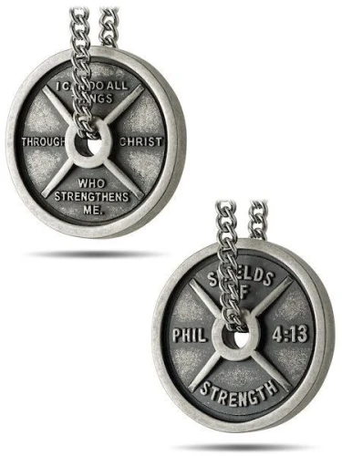 Men's Stainless Weight Plate with Antique Finish-Phil 4:13