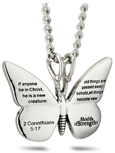 Women's Butterfly Necklace - 2 Corinthians 5:17