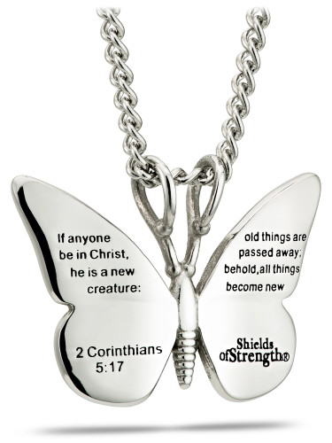 Women's Butterfly Necklace - 2 Corinthians 5:17