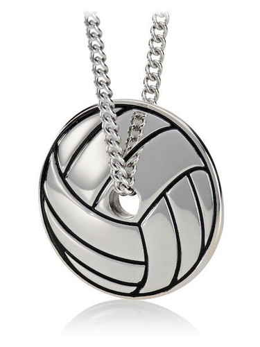 Shields Of Strength Women's Stainless Steel Volleyball Necklace-Philippians 4:13-Front View