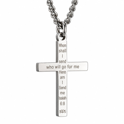 Firefighter Flag Cross Thin Red Line Necklace Isaiah 6:8