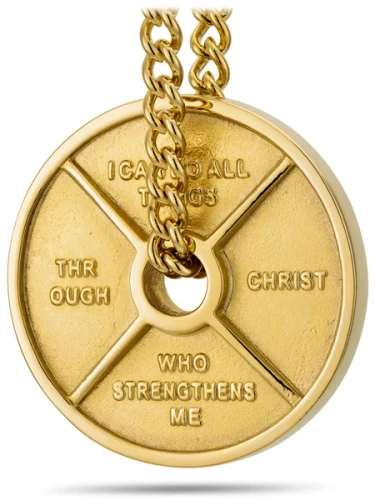 Men's High Relief Weight Plate Necklace-Phil 4:13