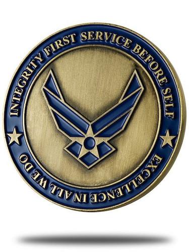 Proud Parent of an Airman Coin- 1 Corinthians 13:7 Front View