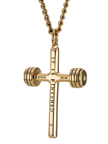 Men's Dumbbell Cross Necklace- John 19:30