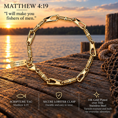 Men's Fishers of Men Bracelet Matthew 4:19 Shields of Strength