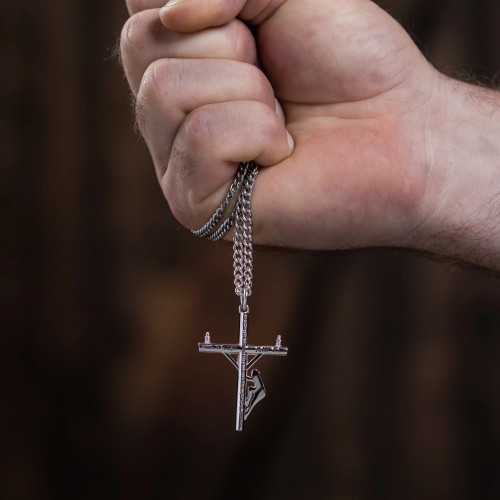 Shields of Strength Men's John 1:4 Lineman Cross Necklace