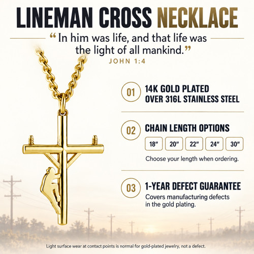 Shields of Strength Men's John 1:4 Lineman Cross Necklace