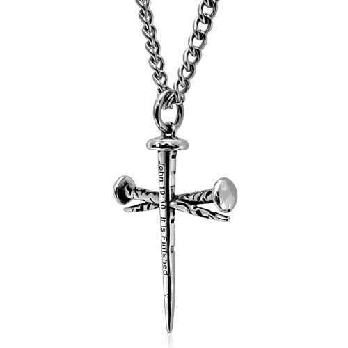 Men's Nail Cross Necklace-John 19:30