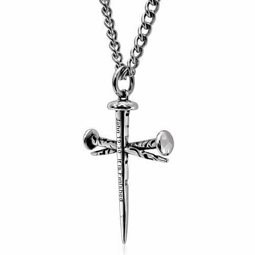 Men's Nail Cross Necklace-John 19:30
