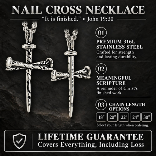 Men's Nail Cross Necklace-John 19:30