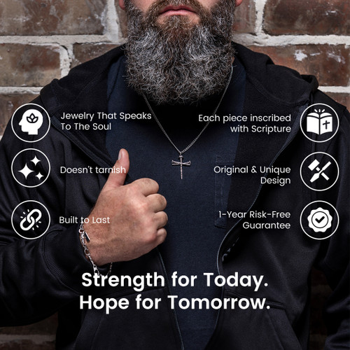 LIfestyle Image of Man Wearing the Nail Cross Necklace