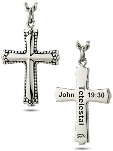 Men's Stainless Steel Reflection Cross Necklace-John 19:30