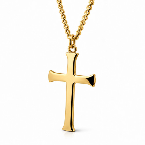 Men's Flare Cross Necklace-Phil 4:13