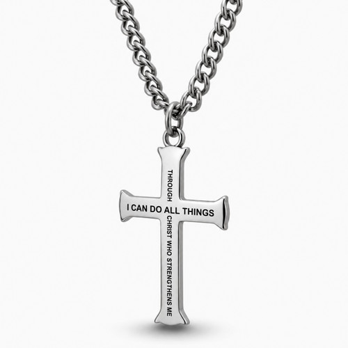 Men's Flare Cross Necklace-Phil 4:13