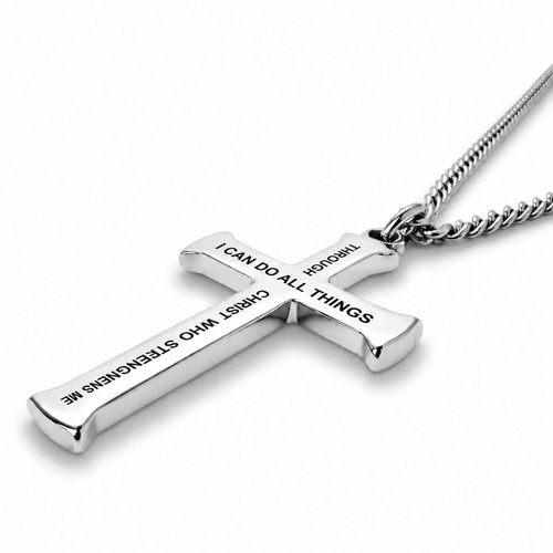Men's Flare Cross Necklace-Phil 4:13