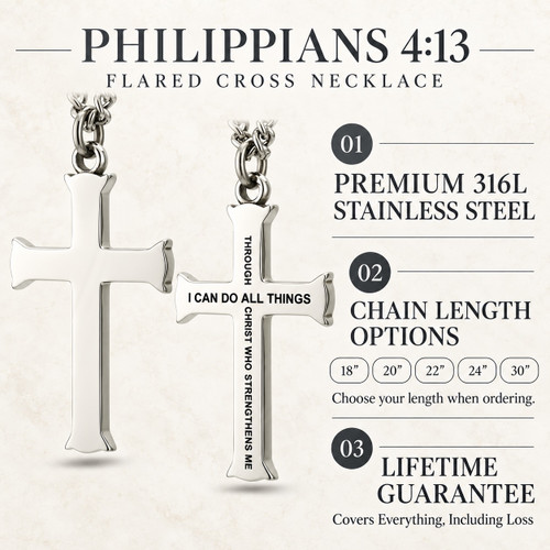 Men's Flare Cross Necklace-Phil 4:13
