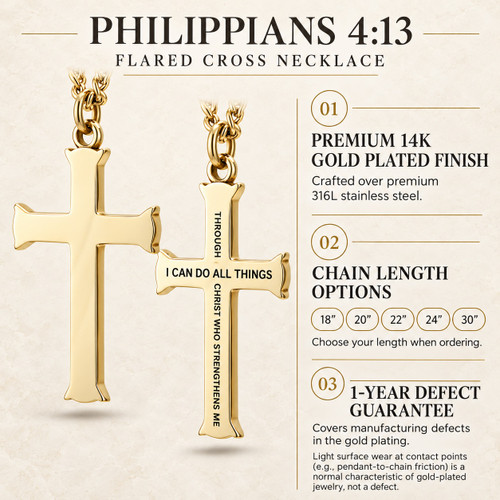 Men's Flare Cross Necklace-Phil 4:13