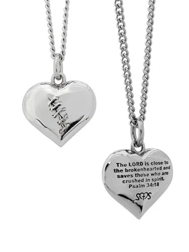 Women's Stainless Steel Healing Heart Necklace-Psalm 34:18