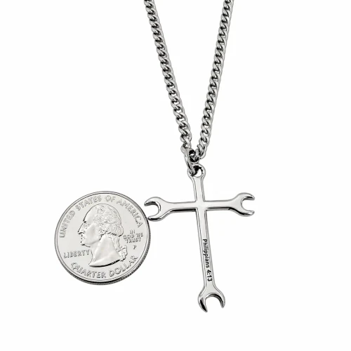 Men's Wrench Cross Necklace Phil 4:13