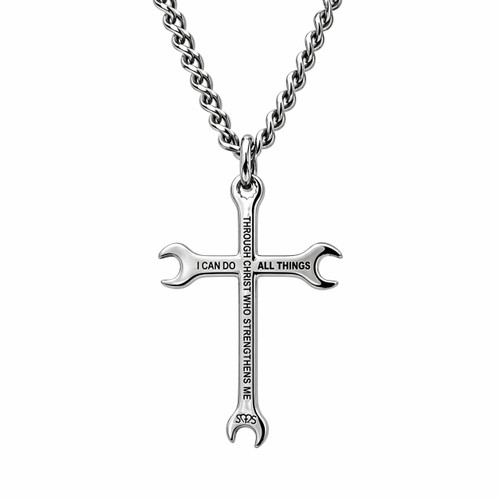 Men's Wrench Cross Necklace Phil 4:13