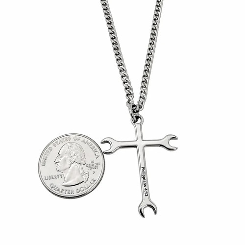 Men's Wrench Cross Necklace Phil 4:13