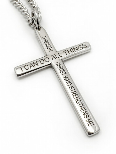 Men's Philippians 4:13 Cross Necklace