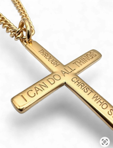 Men's Philippians 4:13 Cross Necklace