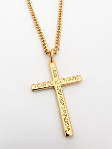 Men's Philippians 4:13 Cross Necklace