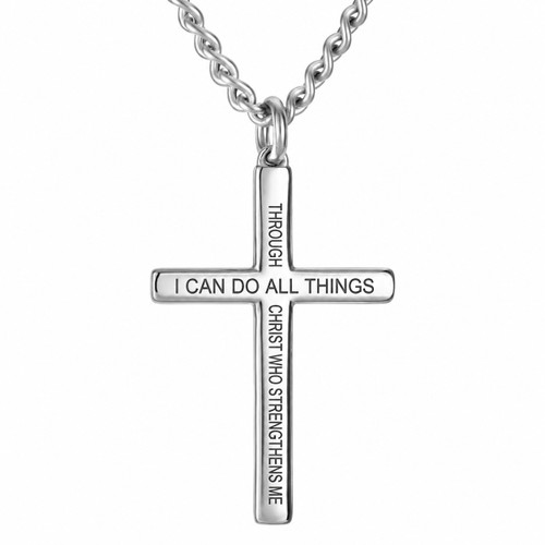 Men's Philippians 4:13 Cross Necklace