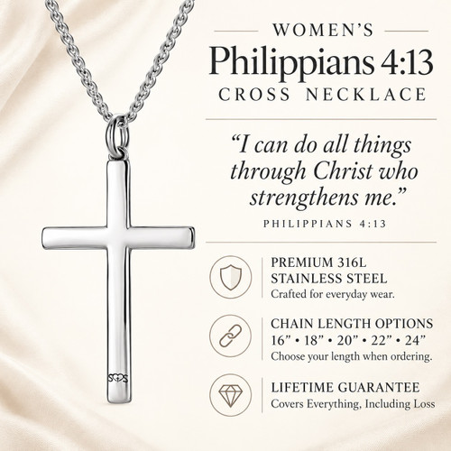 Women's Philippians 4:13 Cross Necklace
