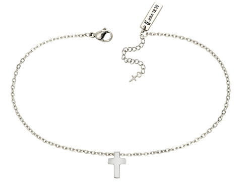 Shields Of Strength Stainless / Yellow Gold Tetelestai Cross Necklace - John 19:30--front View