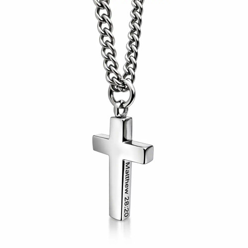 Shields of Strength Men's Always Cross Necklace Matthew 28:20