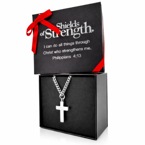Shields of Strength Men's Always Cross Necklace Matthew 28:20